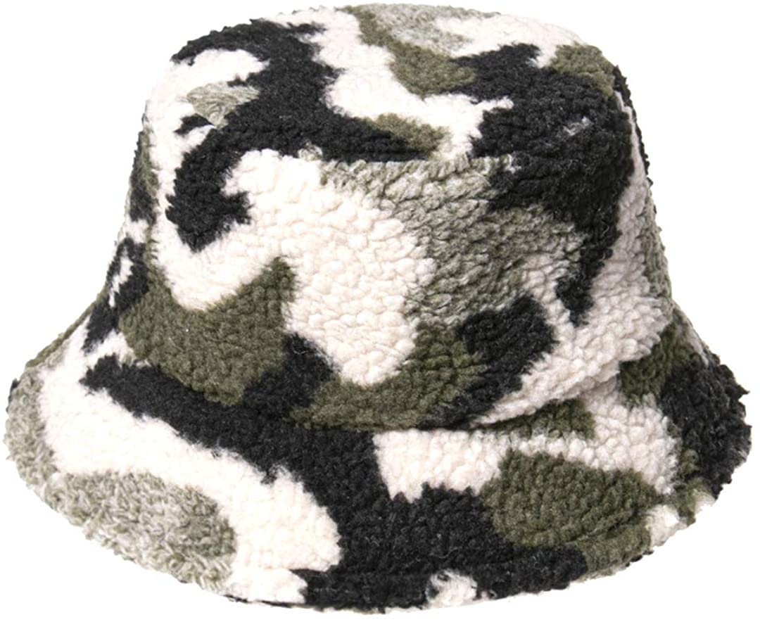 Surkat Unisex Winter Bucket Hat Warm Faux Fur Hat Windproof Fisherman Cap for Women 