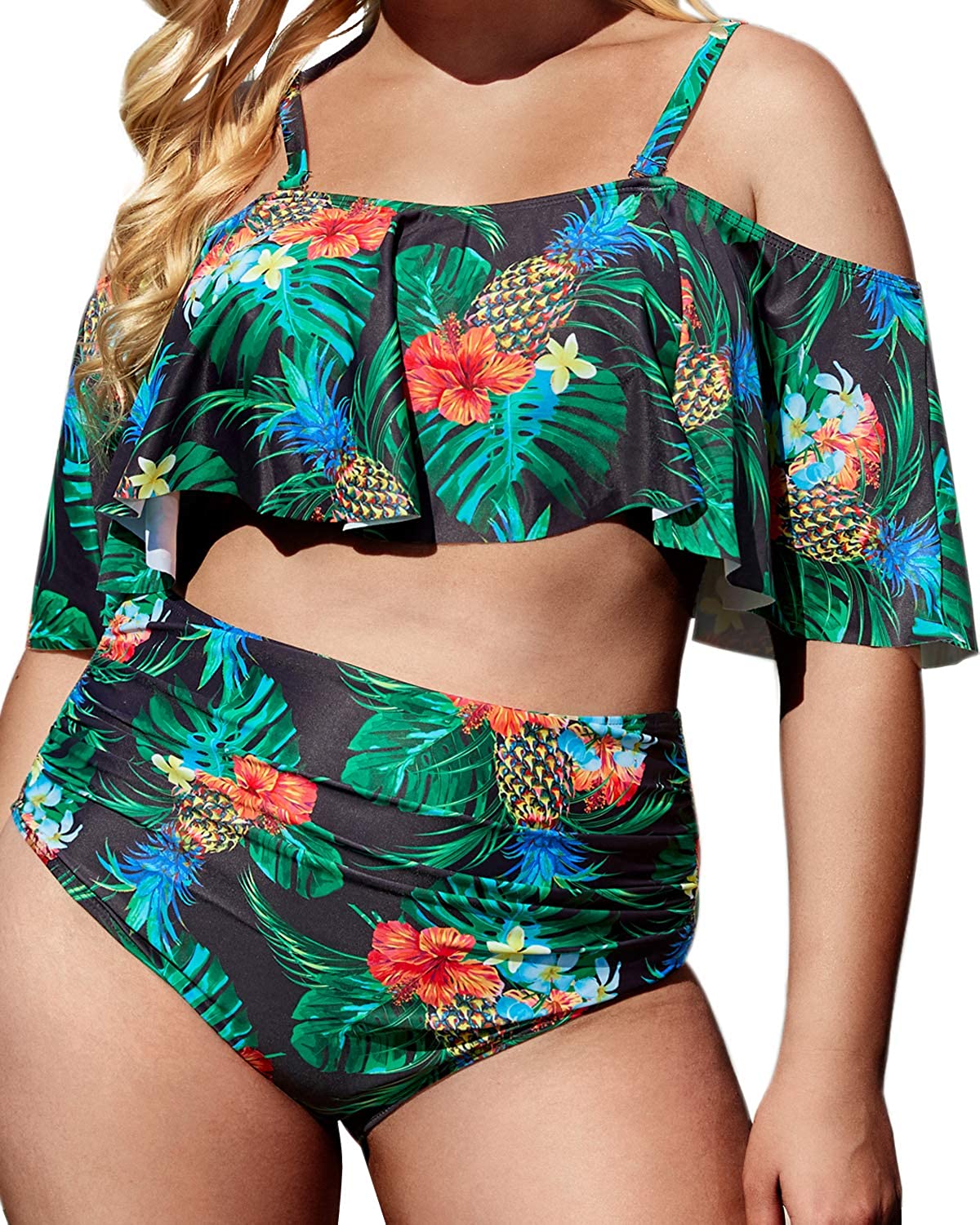 US Womens Two Piece Tankini Bikini Set Swimsuit Bathing Suit Swimwear Plus Size