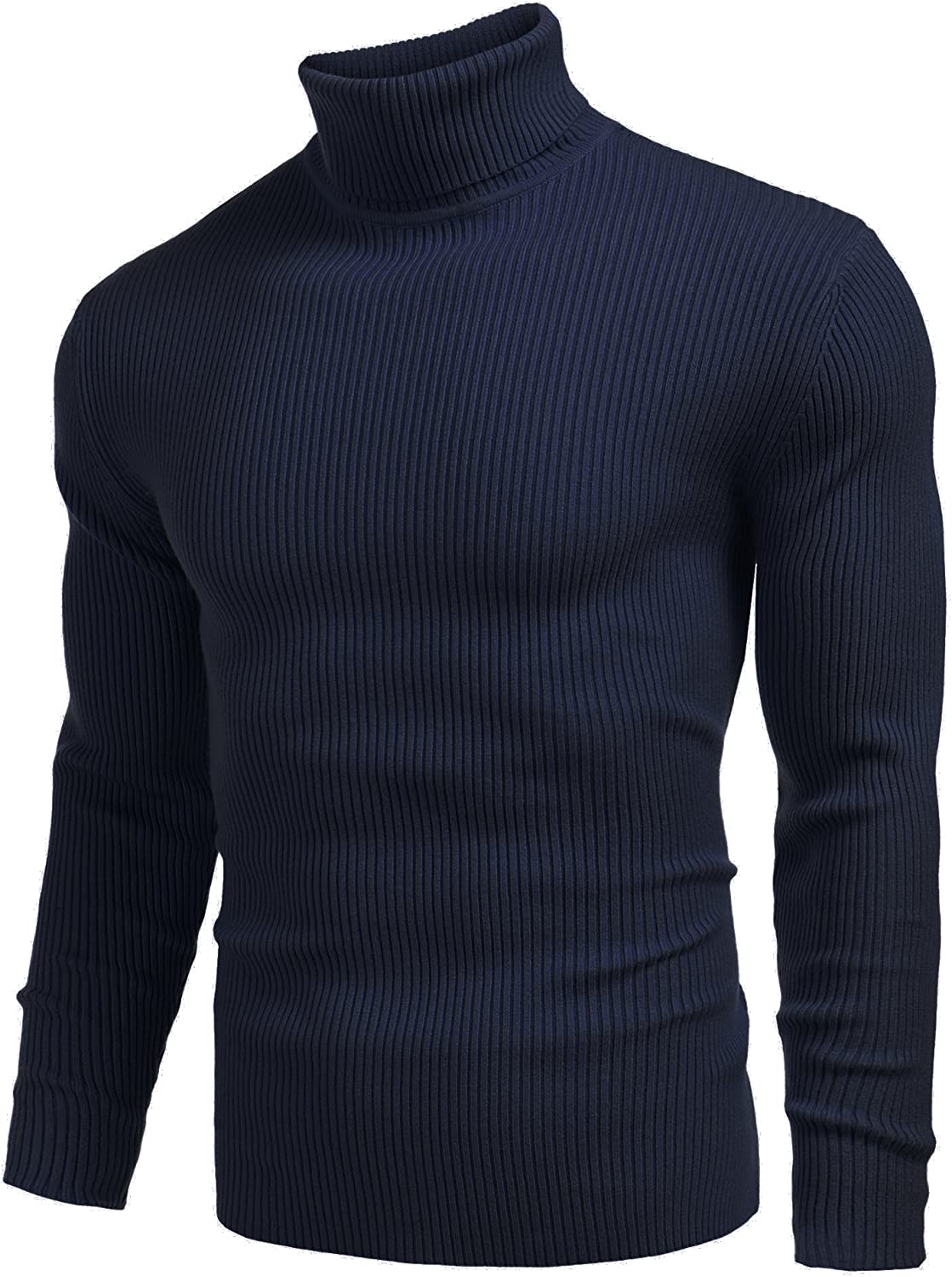 JINIDU Men's Thermal Ribbed Turtleneck Slim Fit Casual Knitted Pullover