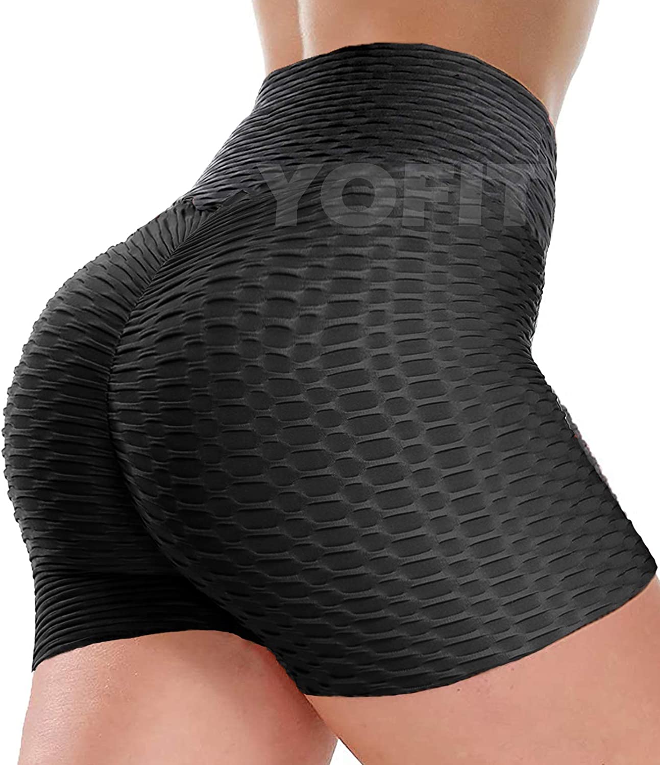 Womens Ruched Lifting Gym Shorts High Waisted Booty Yoga Shorts