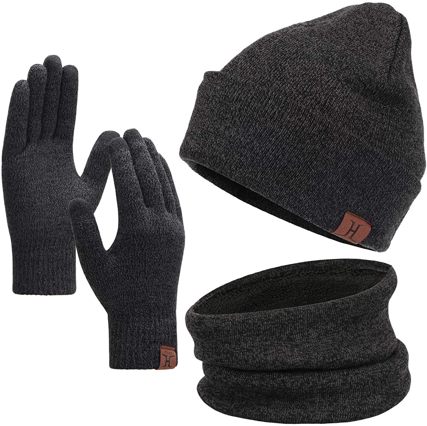 Winter Beanie Hat Scarf Touchscreen Gloves Set for Men and Women, Beanie  Gloves