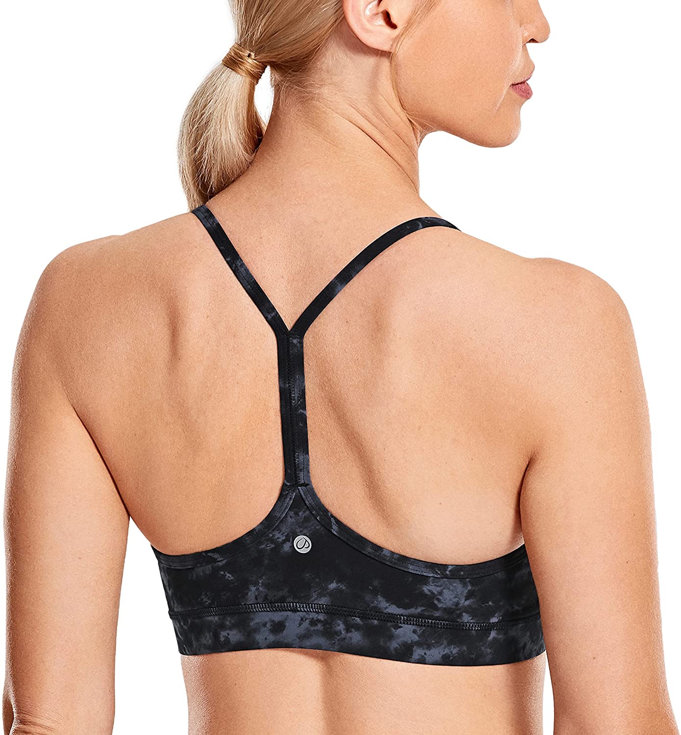 CRZ YOGA Y Back Sports Bra for Women - Padded Racerback Spaghetti Straps  Low Imp