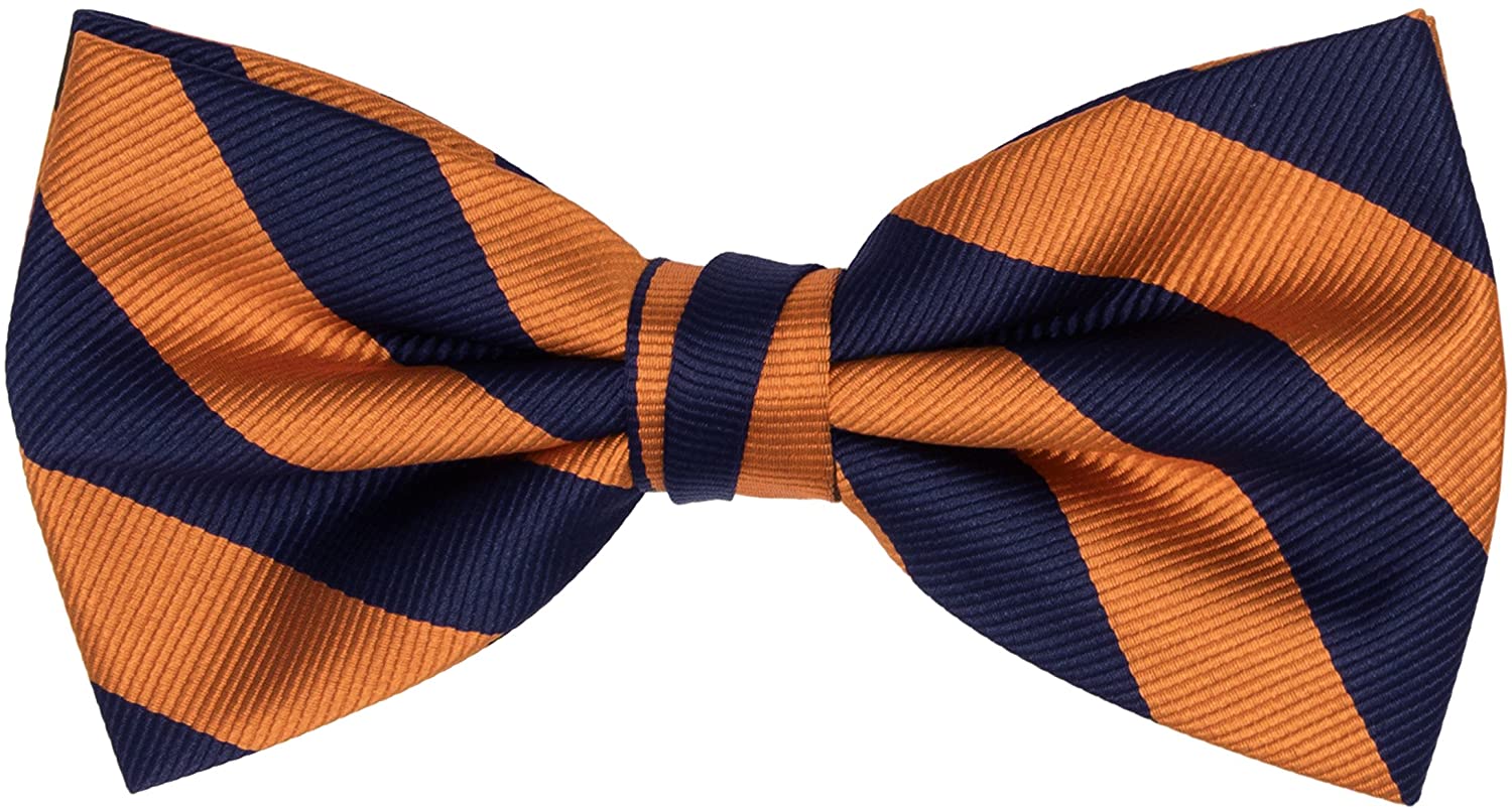 Orange Navy Jacob Alexander Stripe Woven Mens College Striped Extra Long Tie