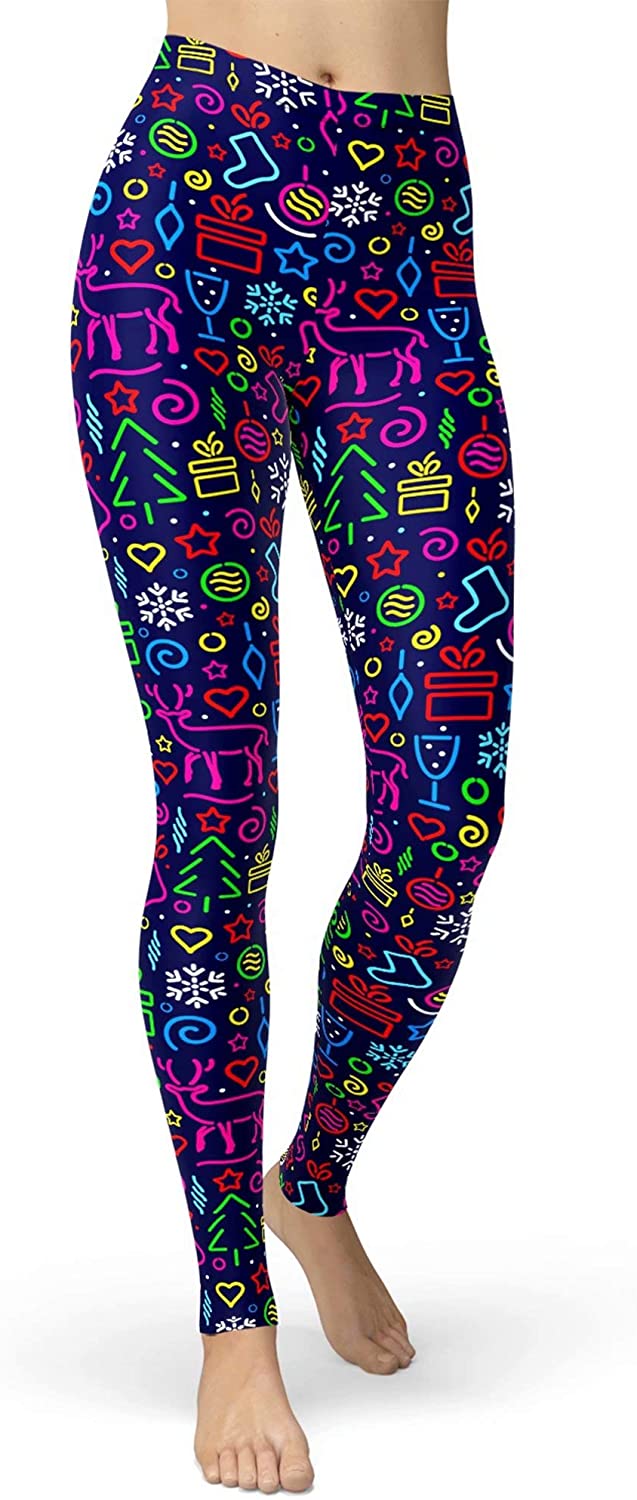 3 Pcs Women's 80s Leggings Rainbow Printed Pants Soft Colorful Tights  Breathable Stretchy Yoga Pants for Workout