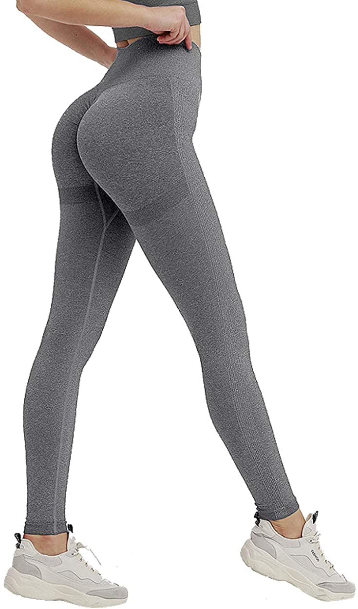 MRULIC yoga pants Seamless Butt Lifting Workout Leggings for Women High  Waist Yoga Pants Grey + M 