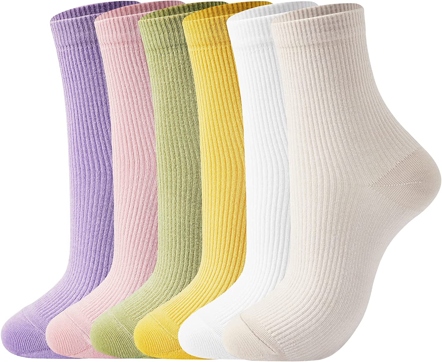 J-BOX Womens Cotton Crew Socks, Thin Soft Comfort Breathable Dress