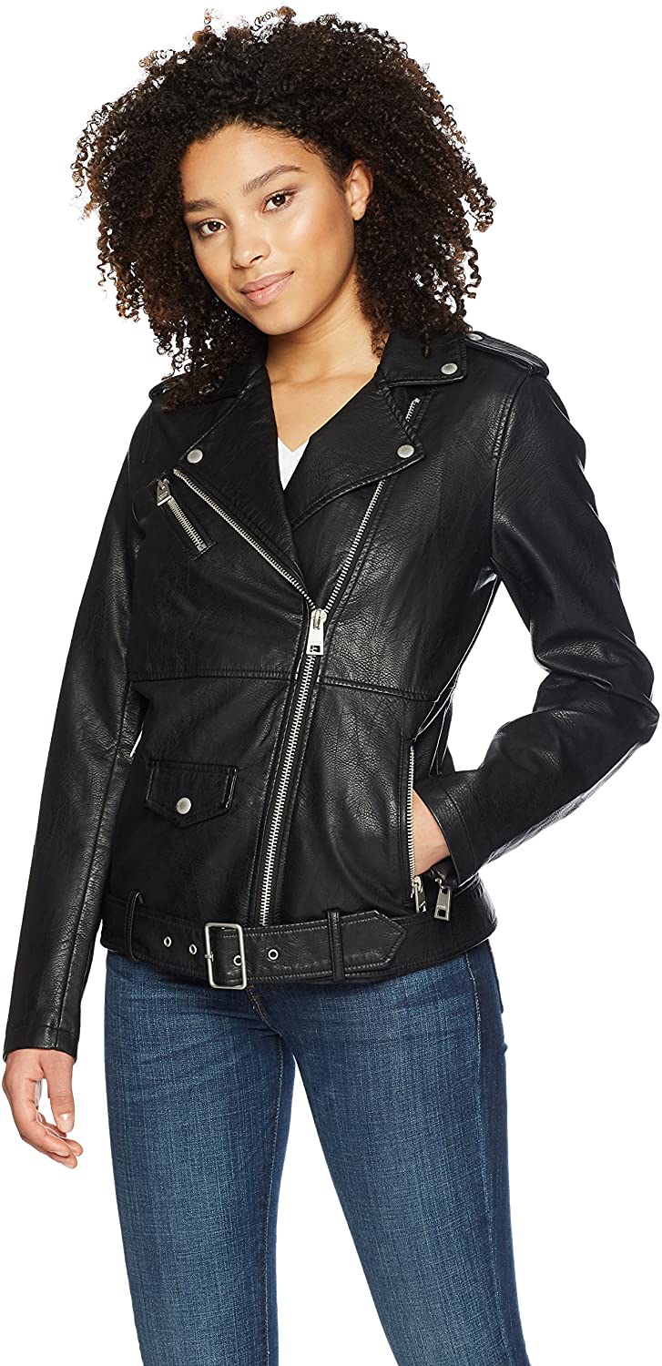 Levi&#039;s Oversized Faux Leather Belted Motorcycle Jacket (Standard &amp; Plus | eBay