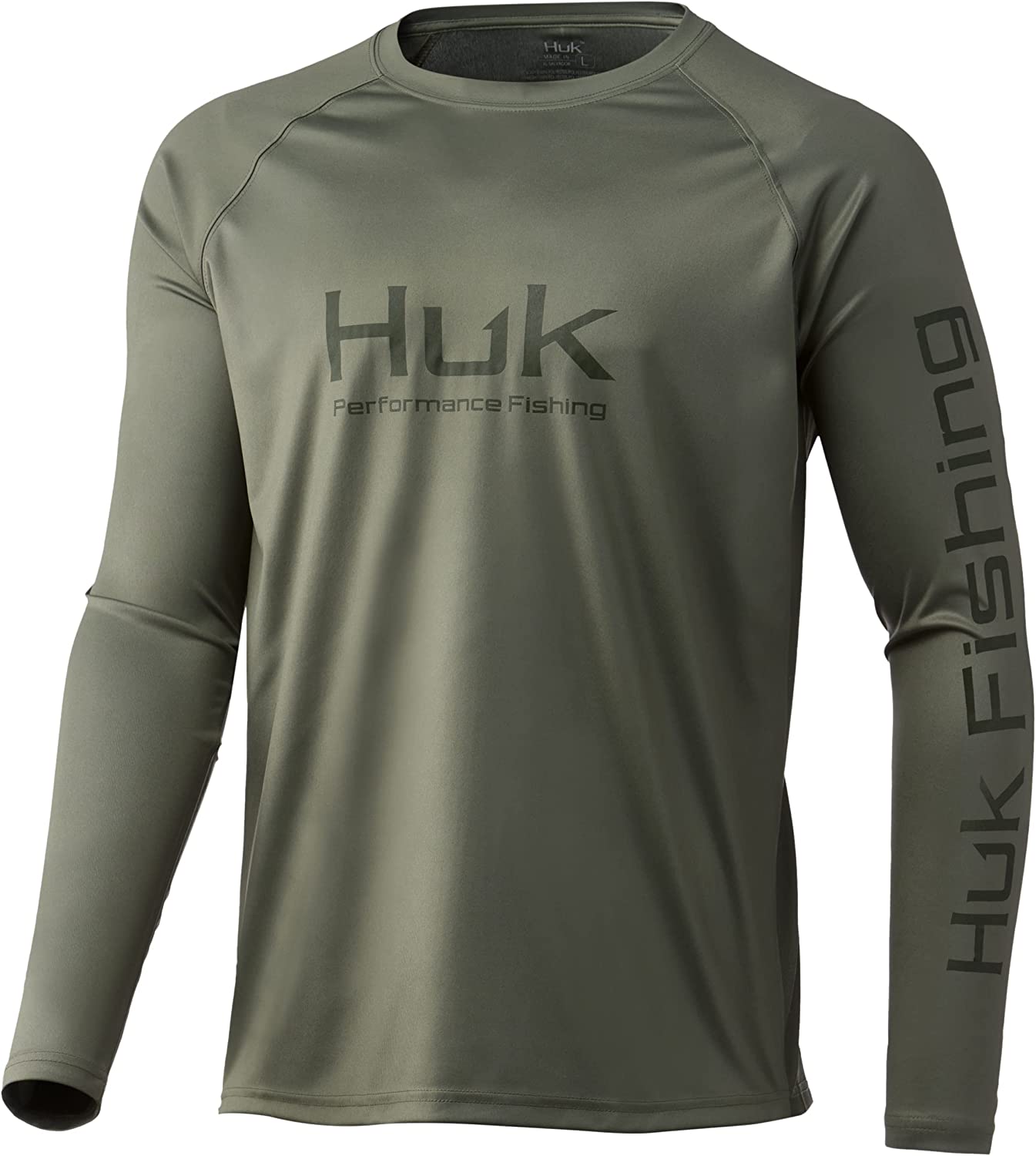 HUK Mens Pursuit Crew Long Sleeve Shirt, Sun Protecting Fishing Shirt