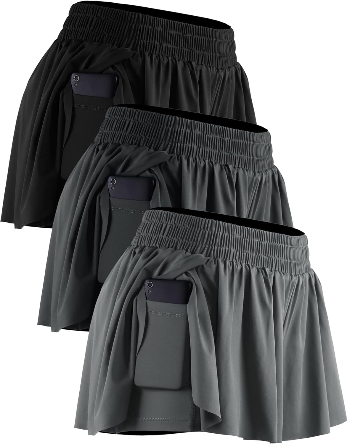 CADMUS 2 in 1 Gray Workout Athletic Gym Running Shorts Womens Size