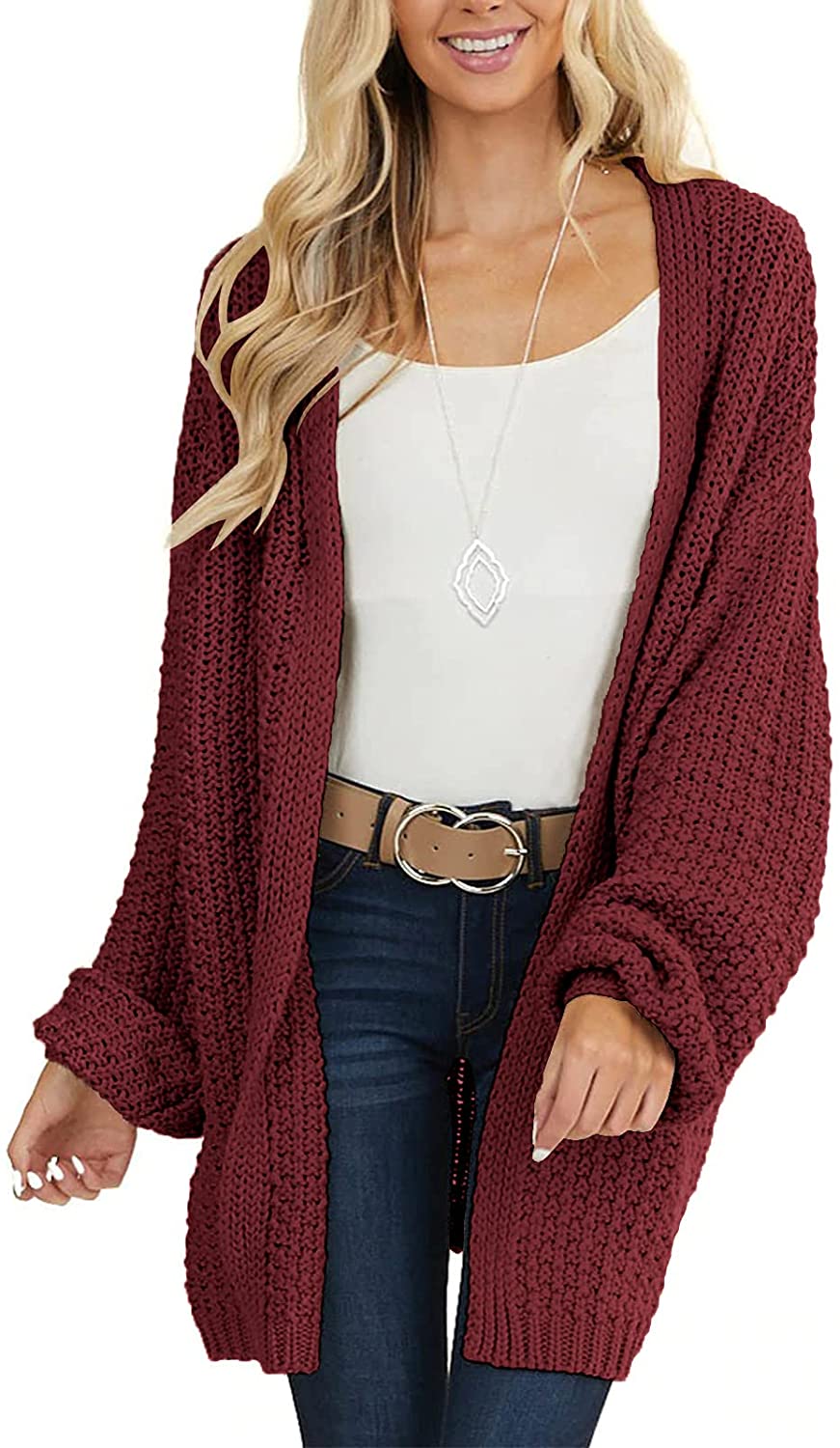 Womens long clearance burgundy cardigan