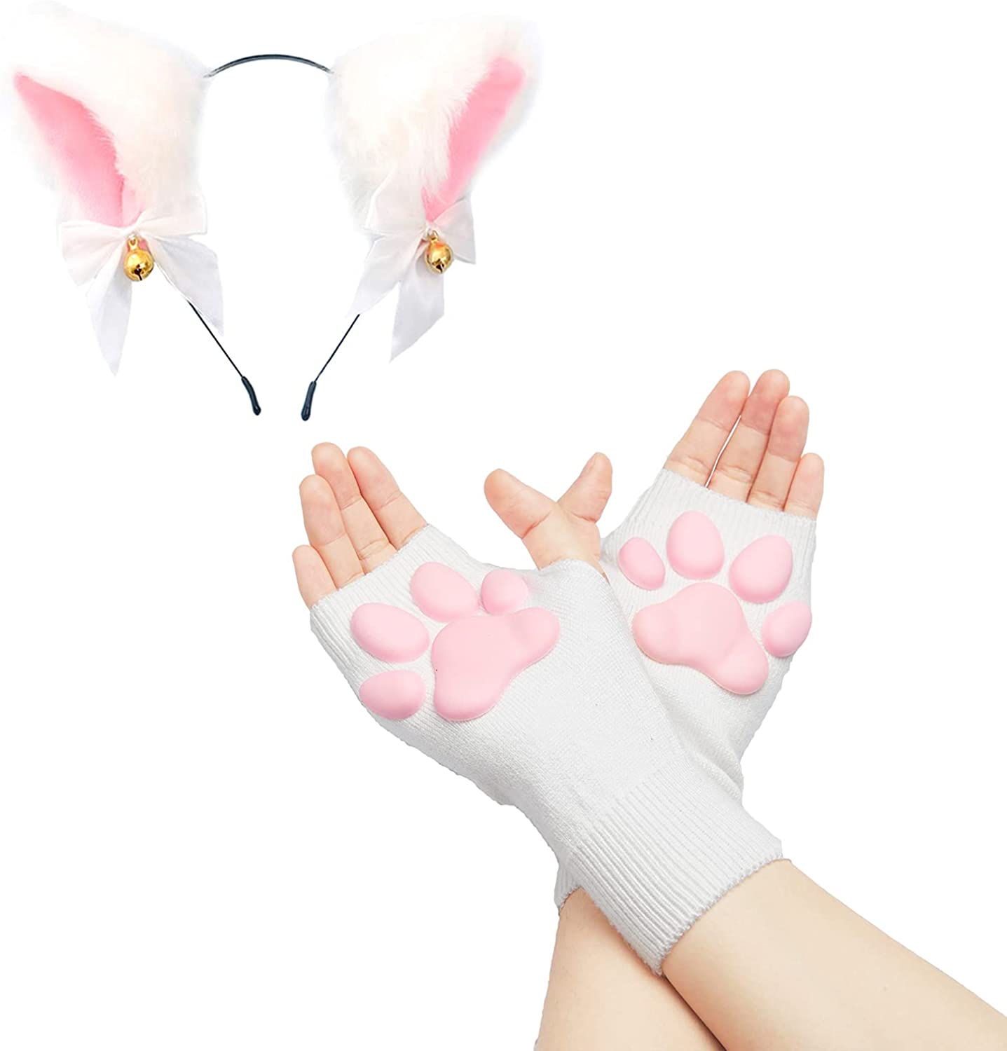 Kawaii Cat Cosplay Kawaii Soft 3D Toes Beans Fingerless Cat Claw Paws Pad Sleeve Cute Cat Paw Mittens Gloves
