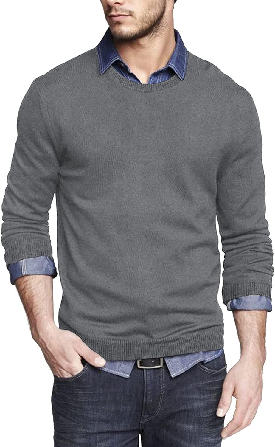 COOFANDY Men's Crew Neck Sweater Slim Fit Lightweight Sweatshirts
