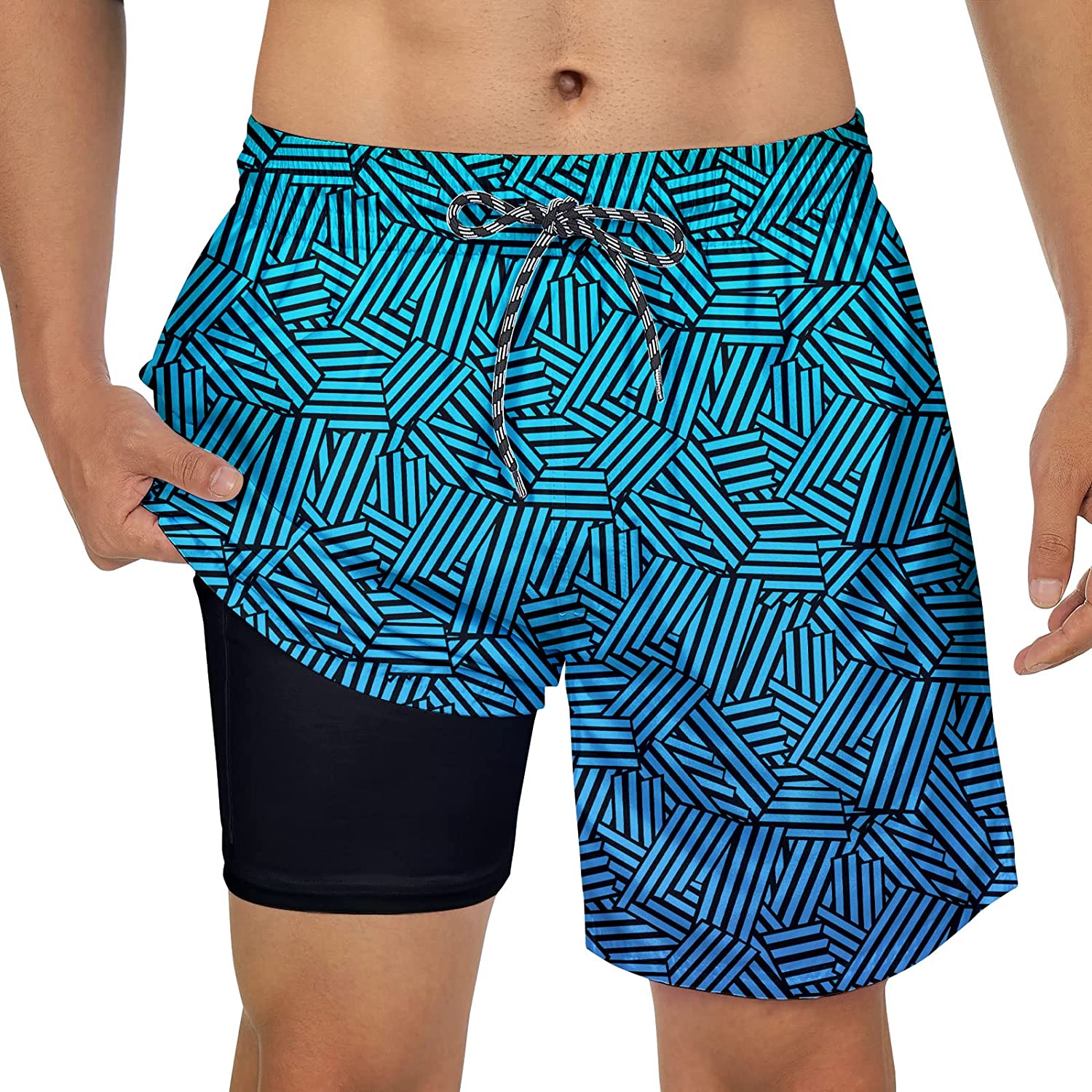 Cozople Mens Swim Trunks Compression Liner Swim Shorts 55 Quick Dry Boxer Br Ebay 