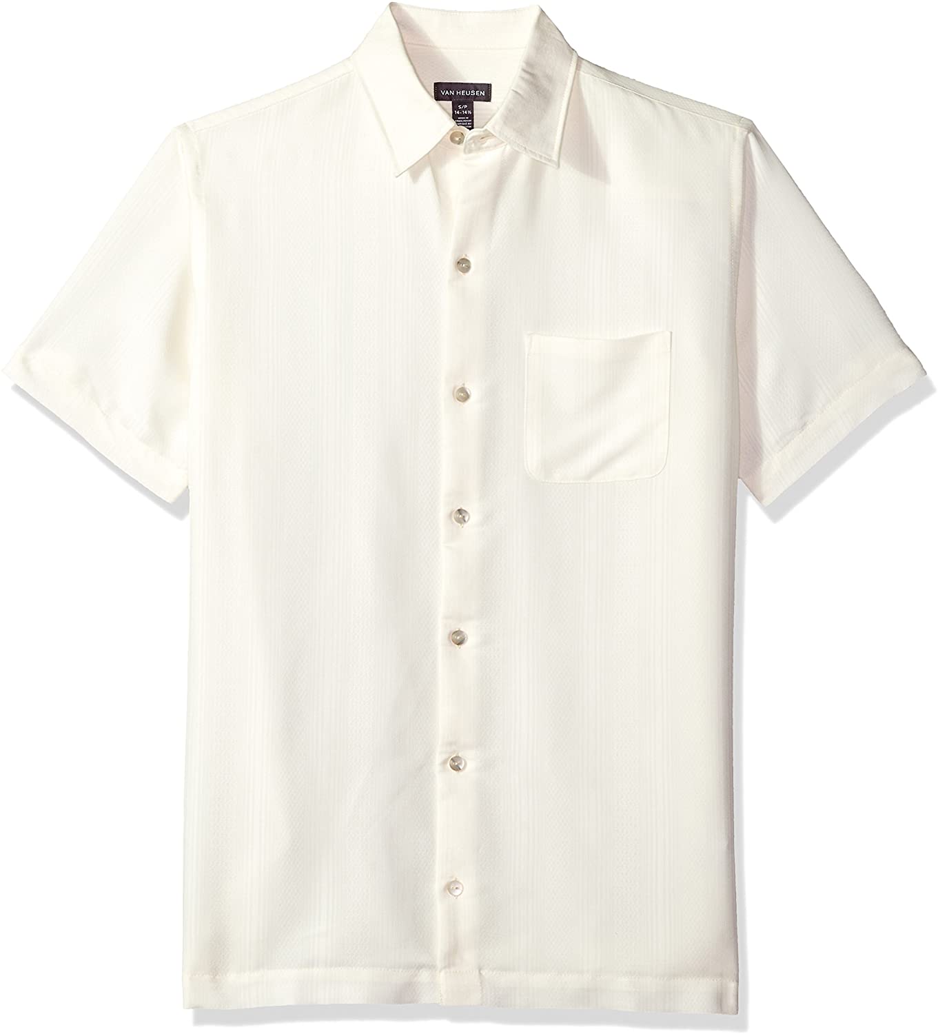 Van Heusen Mens Air Short Sleeve Button Down Poly Rayon Stripe Shirt 
