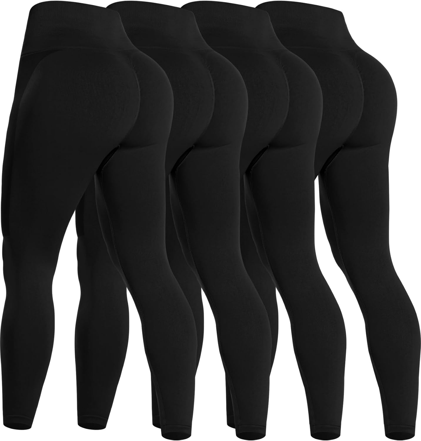 NORMOV 4 Piece Butt Lifting Workout Leggings for Women, Seamless Gym Scrunch  Booty Lifting Sets 