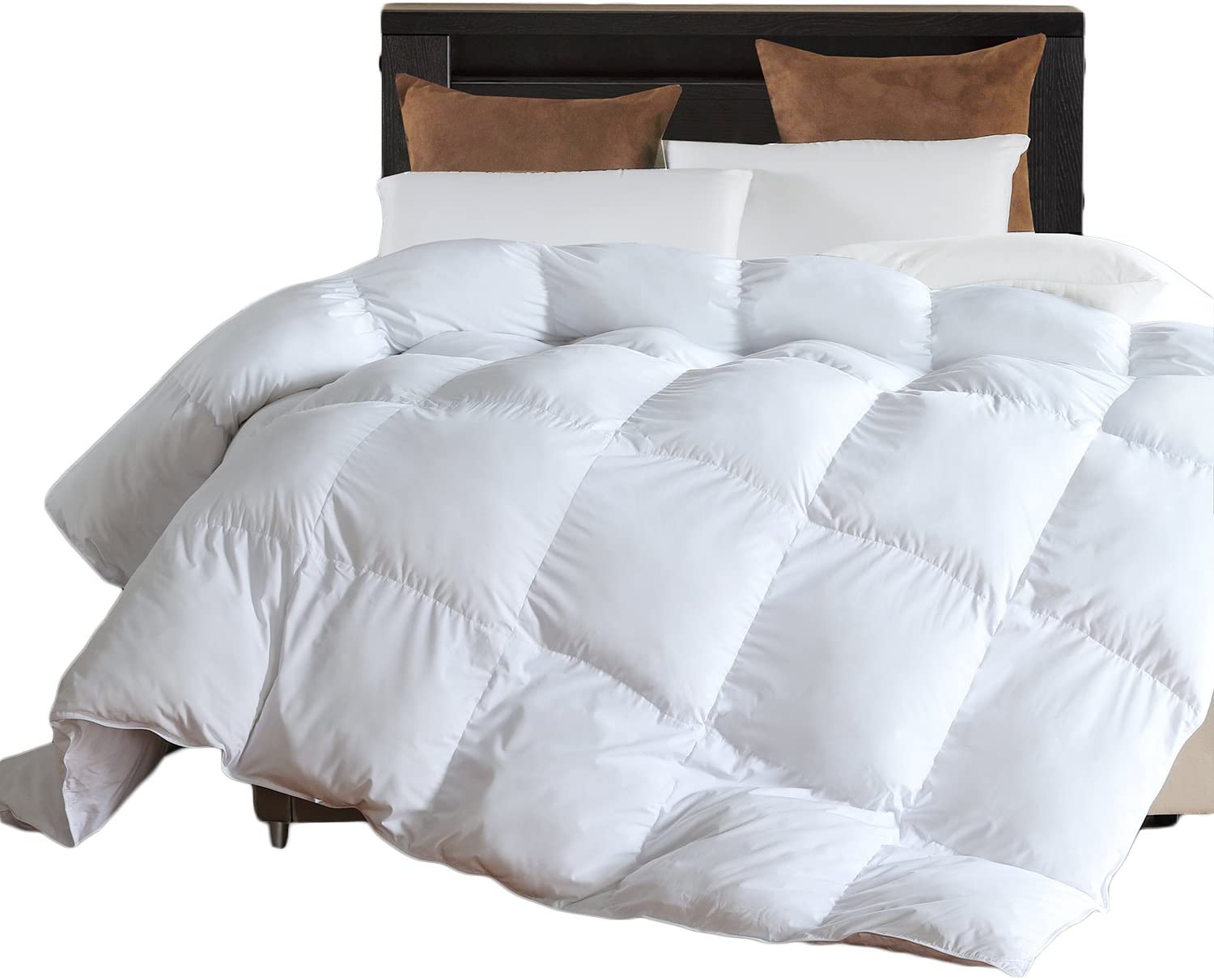 L LOVSOUL Microfiber Comforter (White,Queen)-Premium Brushed Microfiber  Cover-Hy
