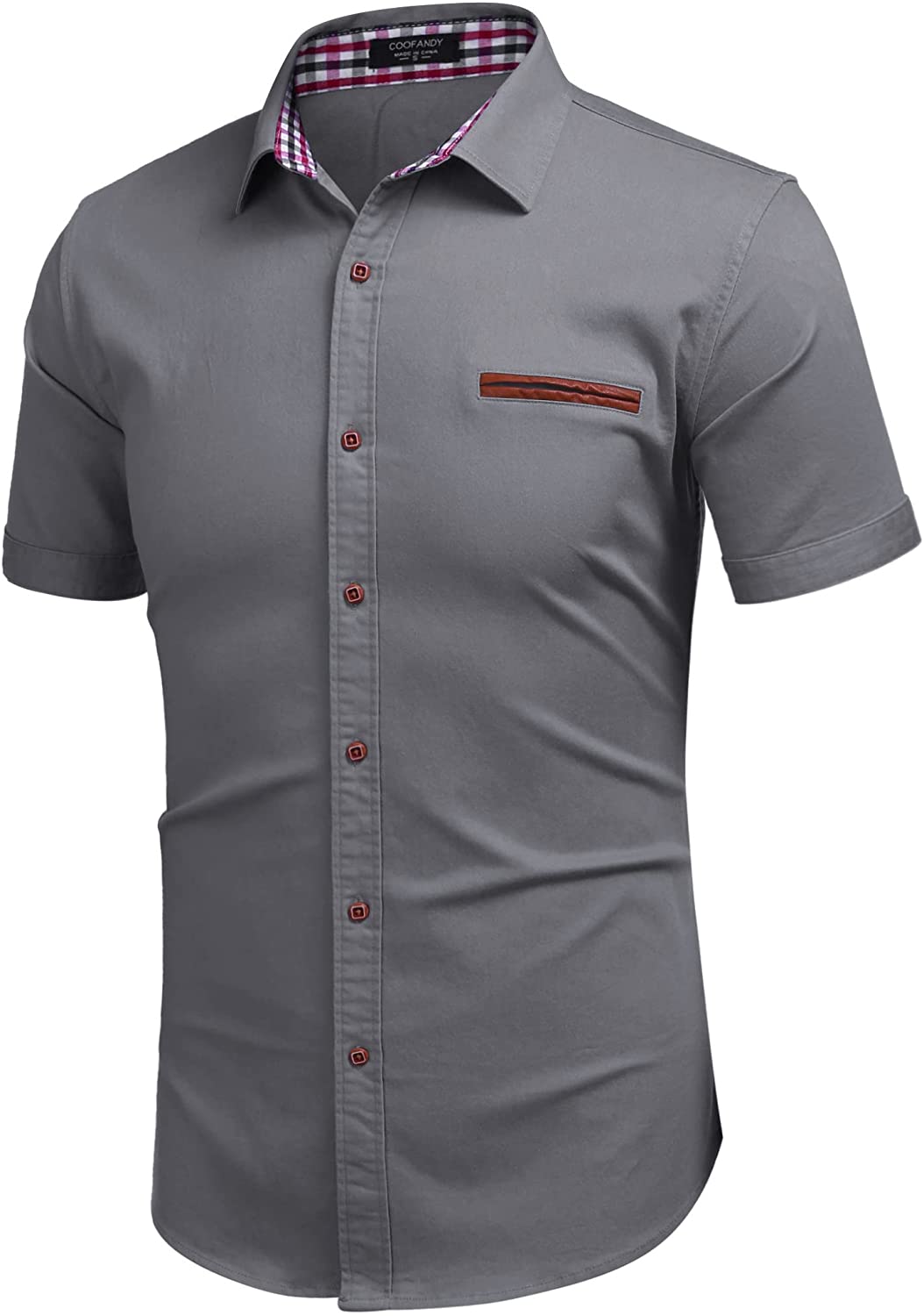 COOFANDY Mens Casual Short Sleeve Button Down Dress Shirt Denim Work Shirts 