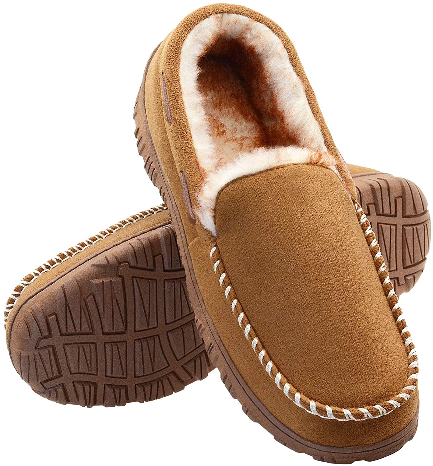 Men’s Comfy & Warm Wool Micro Suede Plush Fleece Lined Moccasin Slippers Hous... 
