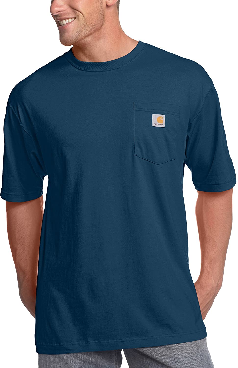 Mens Carhartt Mens Big & Tall Workwear Pocket Short-Sleeve T-Shirt Original Fit K87 Blue Carhartt Sportswear