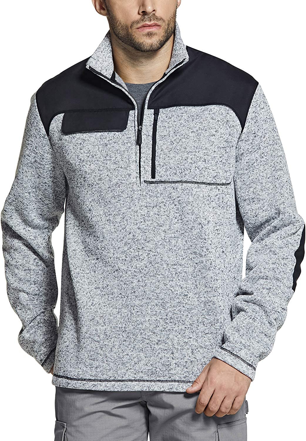 CQR Mens Thermal Fleece Half Zip Pullover Winter Outdoor Warm Sweater Lightweight Long Sleeve Sweatshirt