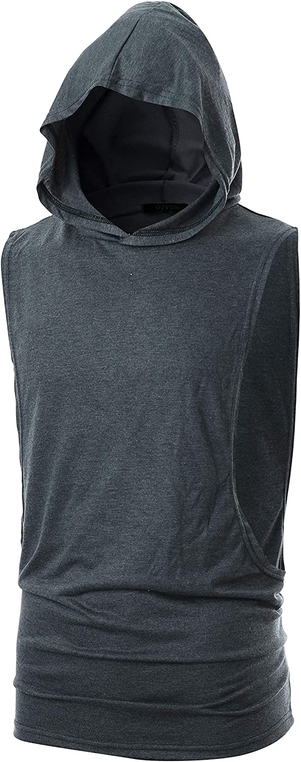 Mens Black Sleeveless Hoodie