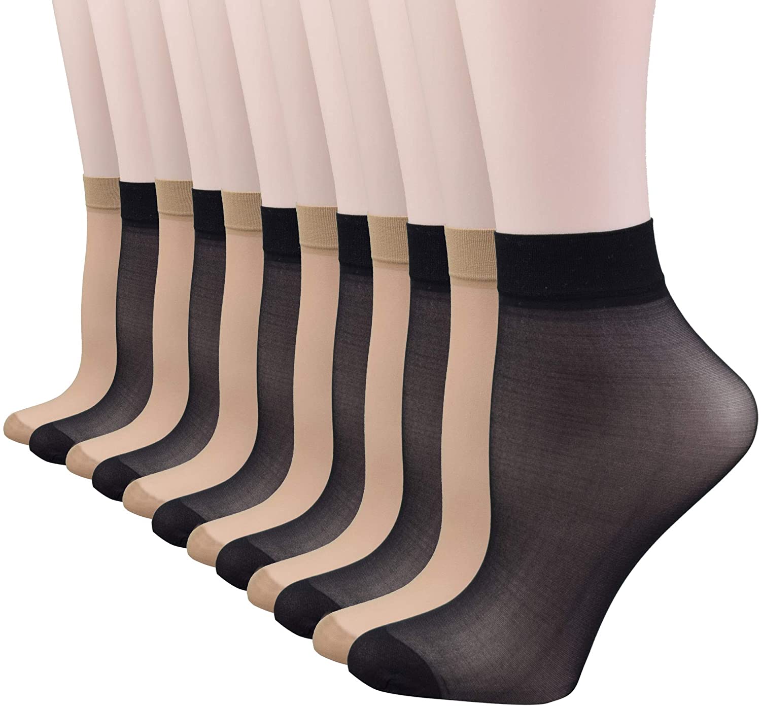 Fitu Women's 30D Sheer 12 Pairs Nylon Ankle High Tights Hosiery Socks (12  Black) : : Clothing, Shoes & Accessories