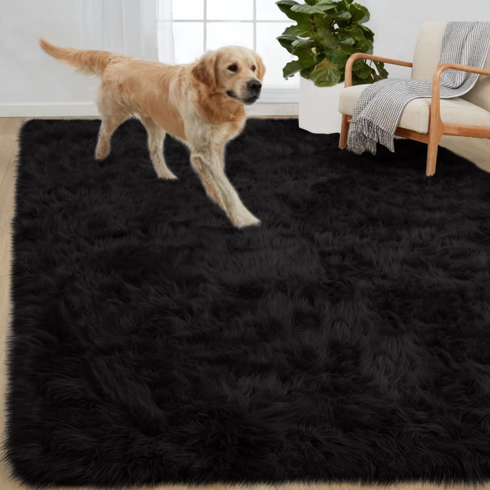 Gorilla Grip gorilla grip Fluffy Faux Fur Area Rug, 3x5, Rubber