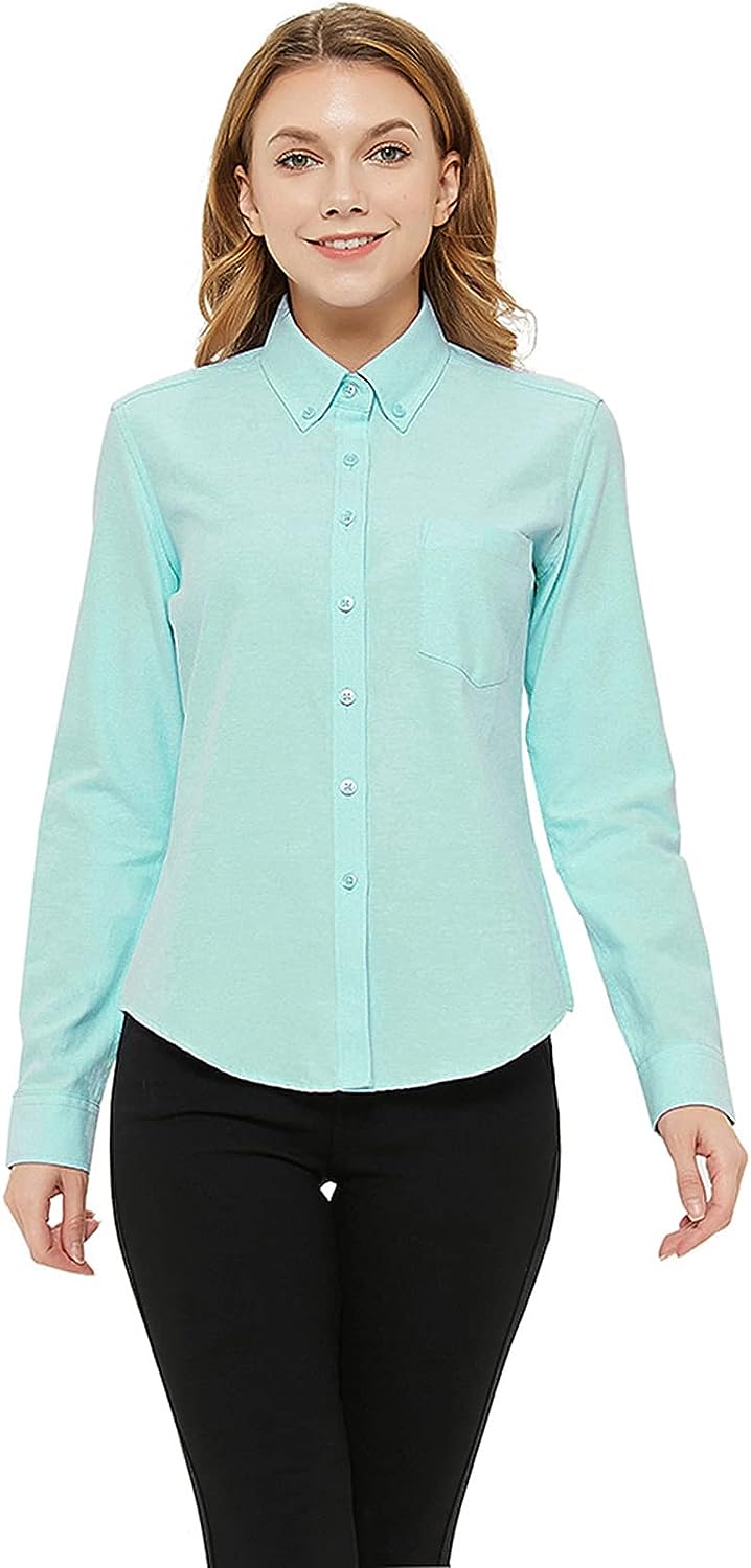 MGWDT Button Down Shirt Women Long Sleeve Blouse Oxford Shirt Classic-Fit  Cotton Tops Wrinkle Resistant(2XS-3XL) : : Clothing, Shoes 