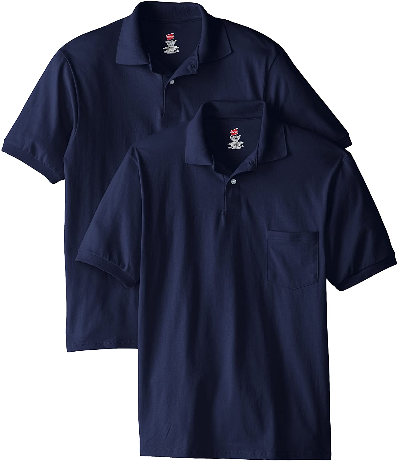 Hanes Men's Short Sleeve Jersey Pocket Polo Pack of 2
