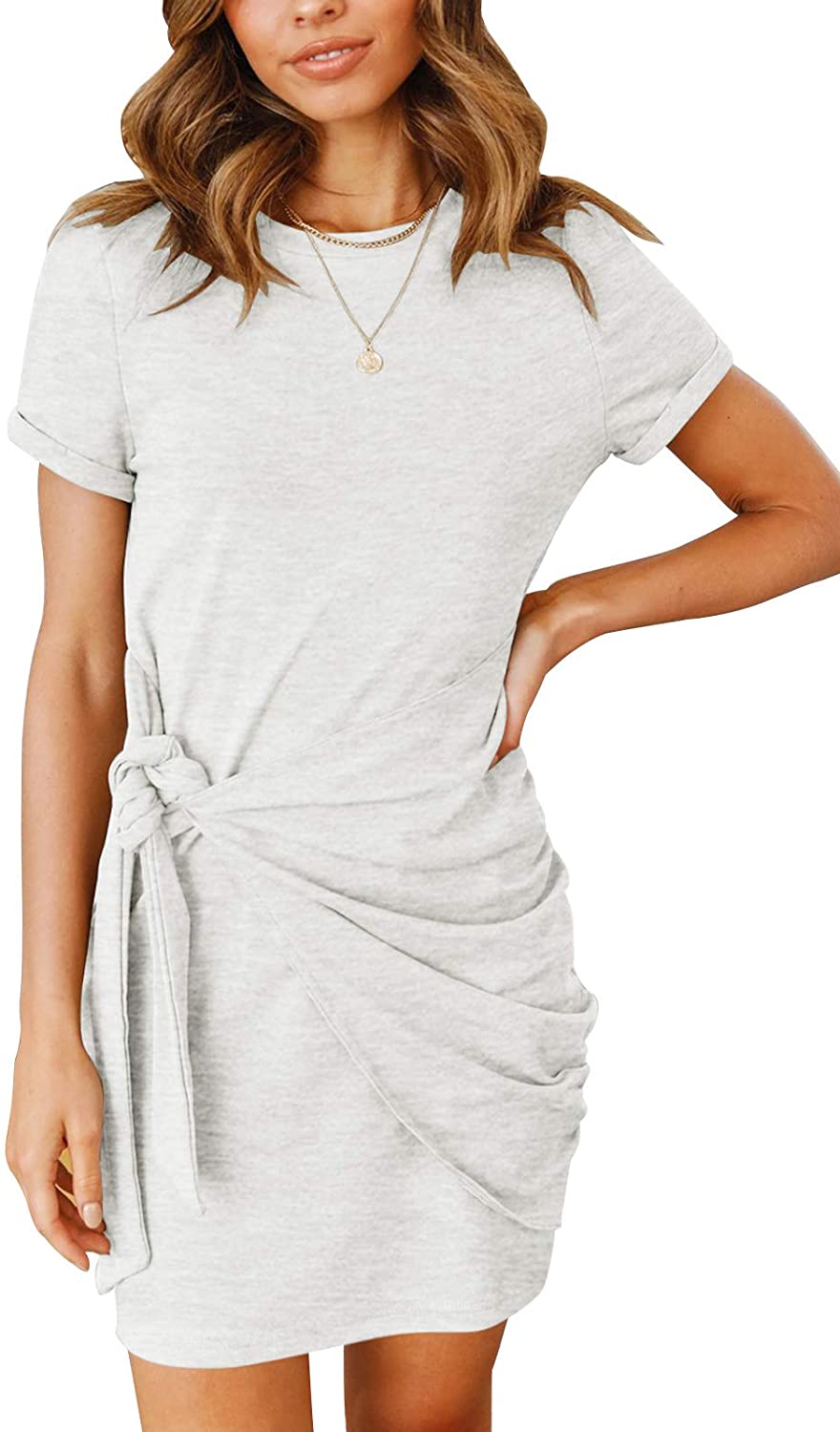 Shirt Dress Tie Waist Ruched Bodycon | eBay