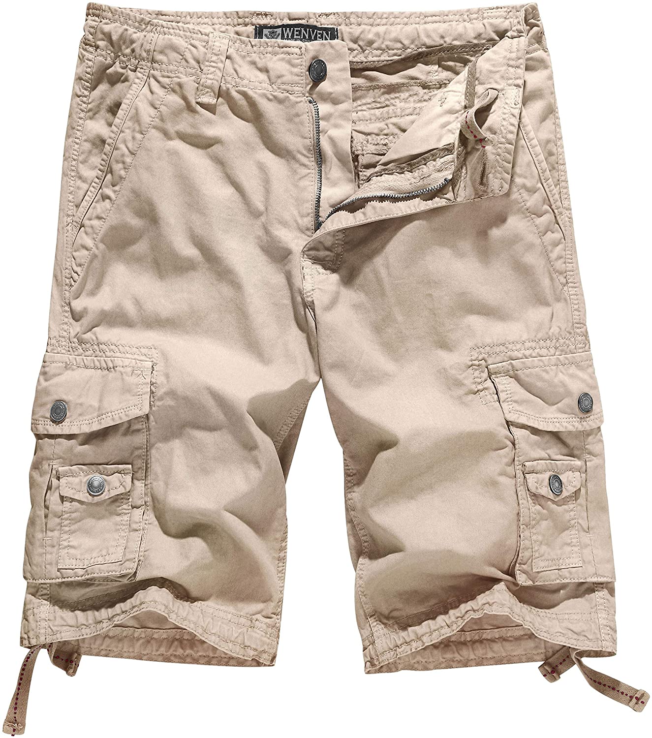 WenVen Men's Cotton Twill Cargo Shorts Classic Relaxed Fit Reg and Big & Tall Sizes 
