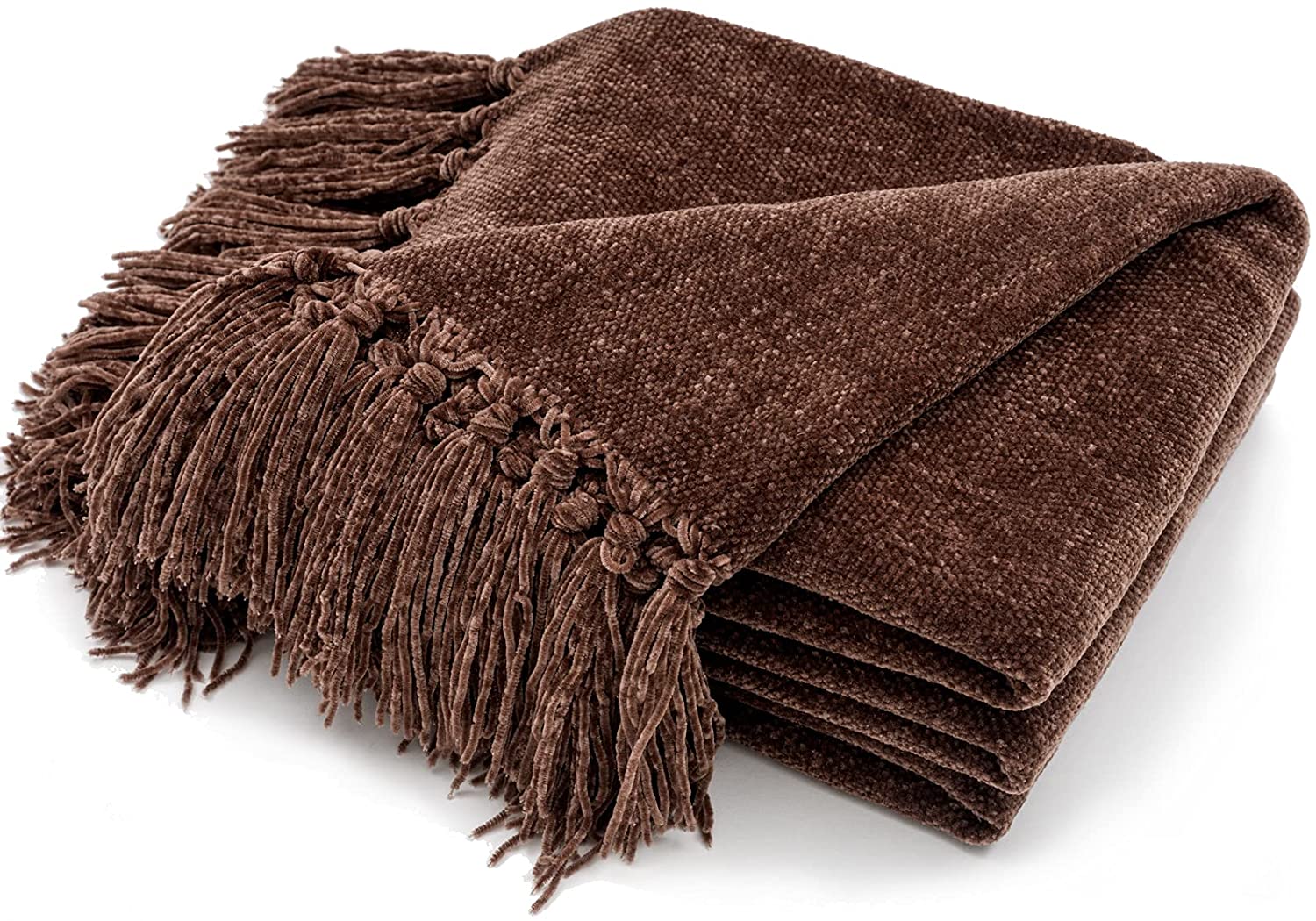RECYCO Throw Blanket Soft Cozy Chenille Throw Blanket with Fringe