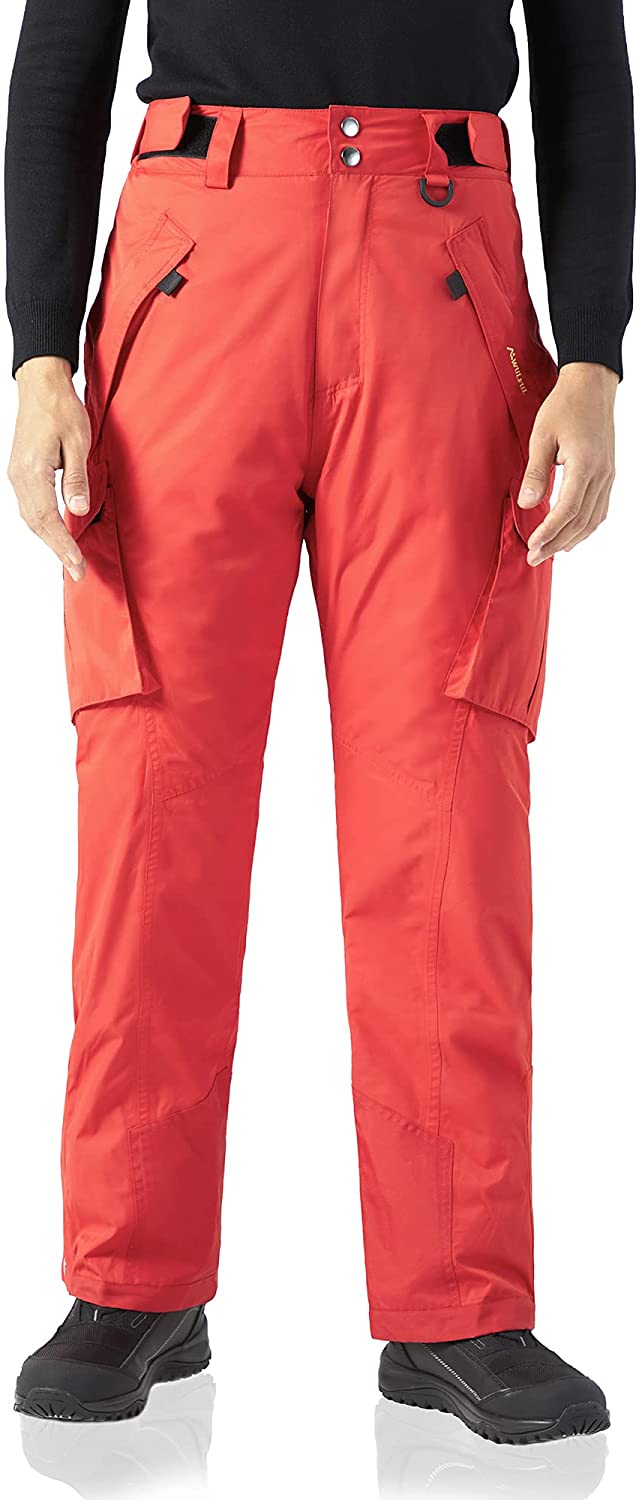 WULFUL Men's Waterproof Insulated Ski Snow Pants Winter Snowboarding Cargo Pants with Multi-Pockets 