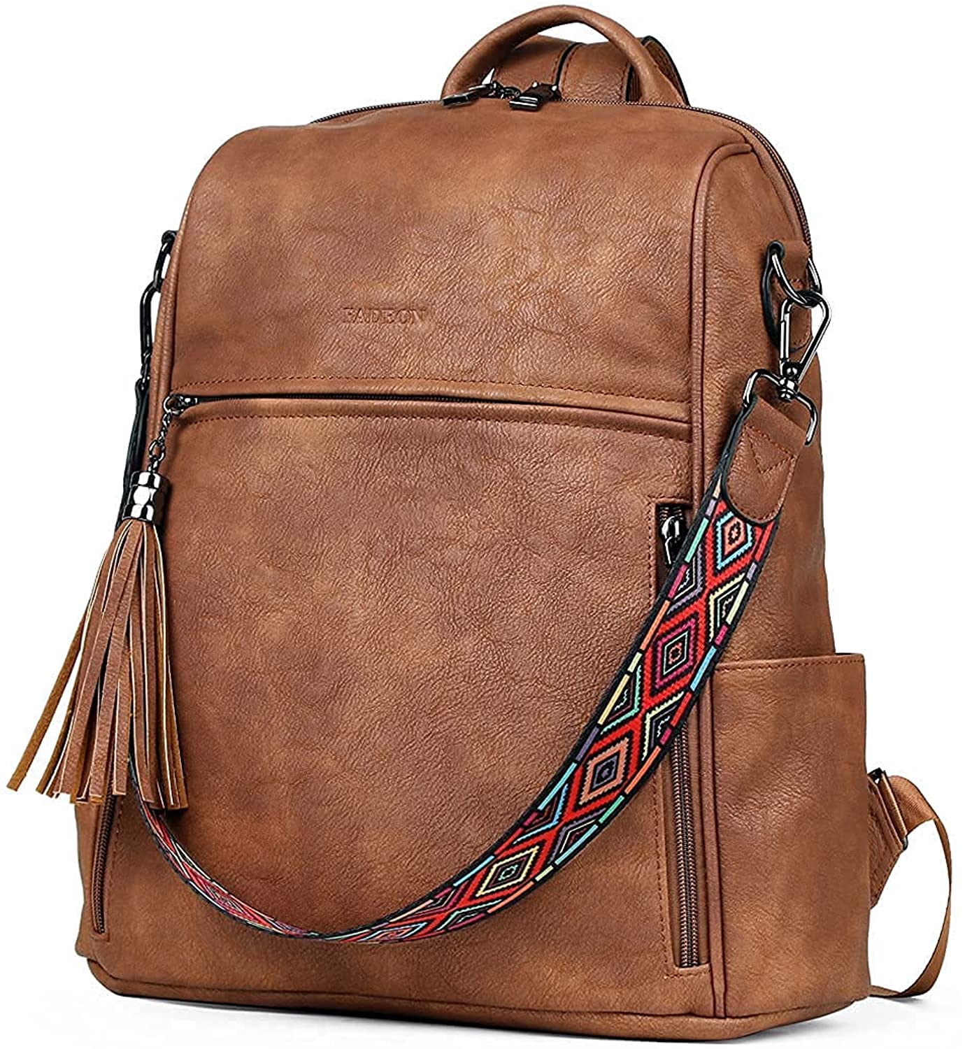  FADEON Leather Laptop Backpack Purse for Women Laptop  Backpacks, Designer Mutiple Pockets Ladies Shoulder Bags Brown : Electronics