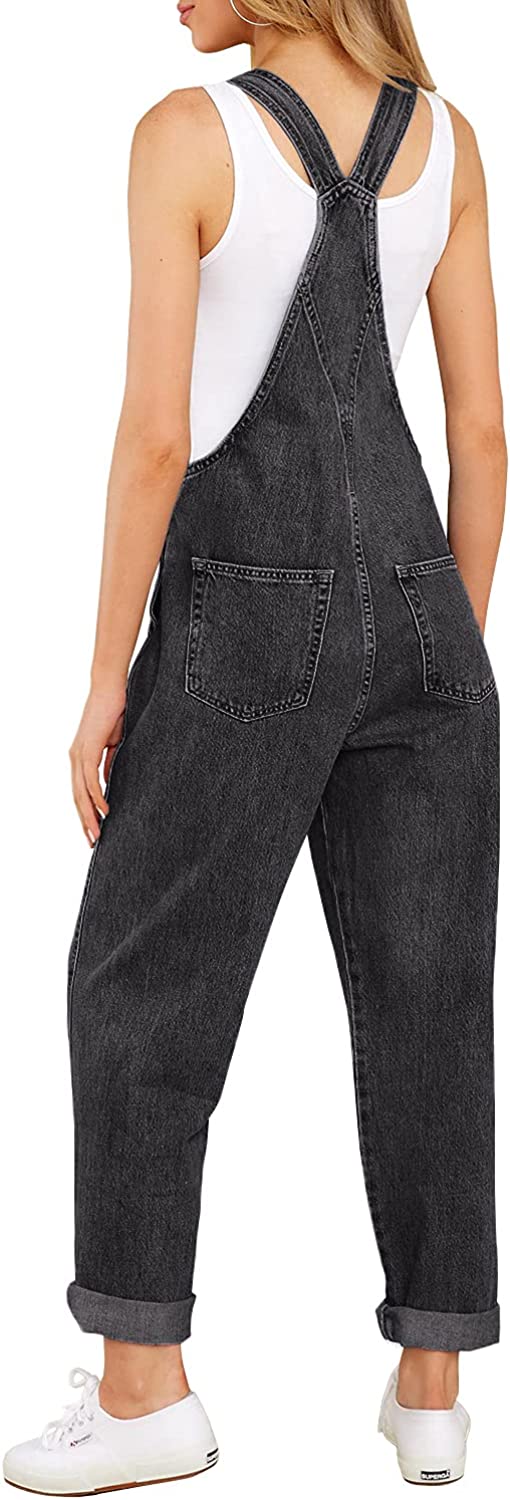 luvamia Women's Casual Stretch Adjustable Denim Bib Overalls Jeans