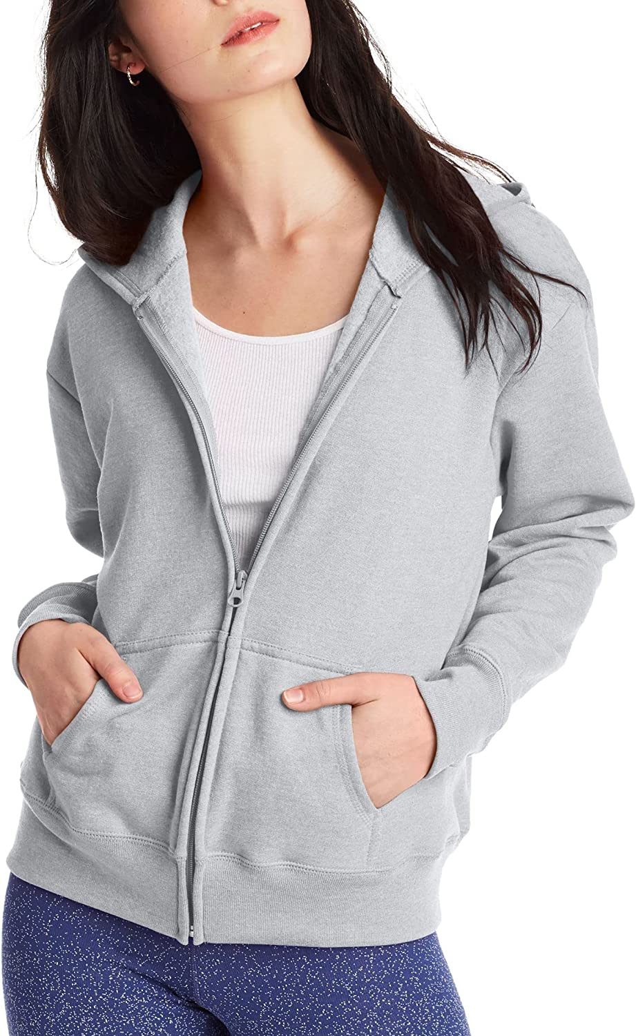 Hanes EcoSmart Women's Fleece Zip Hoodie White 2XL 