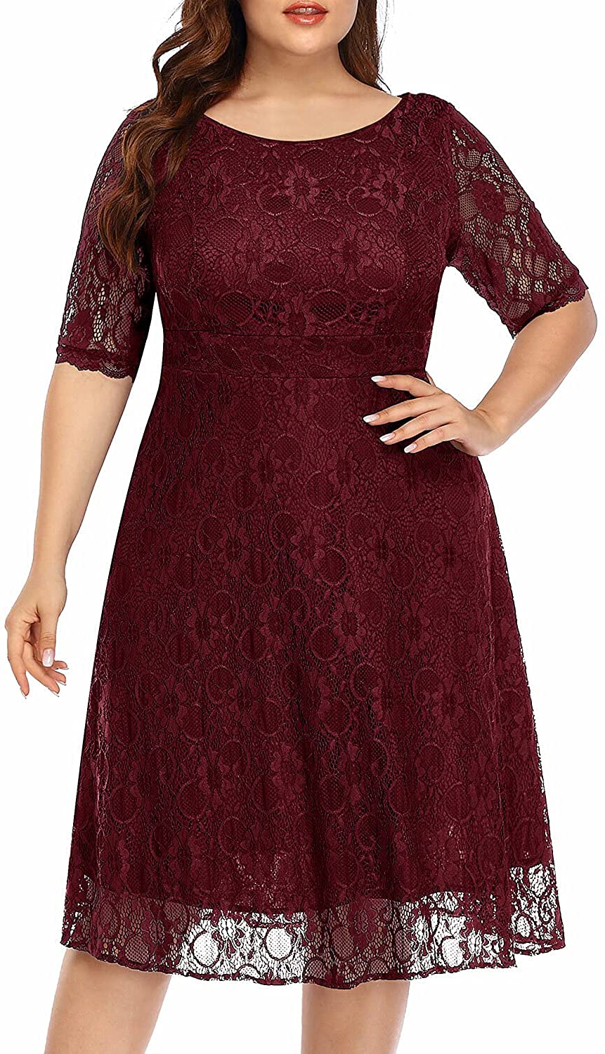 Lace cocktail dress plus size sale