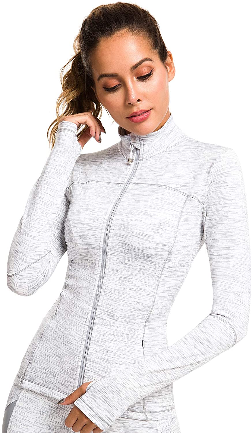 QUEENIEKE Womens Sports Jacket Turtleneck Slim Fit Full-Zip Running Top  80927 | eBay