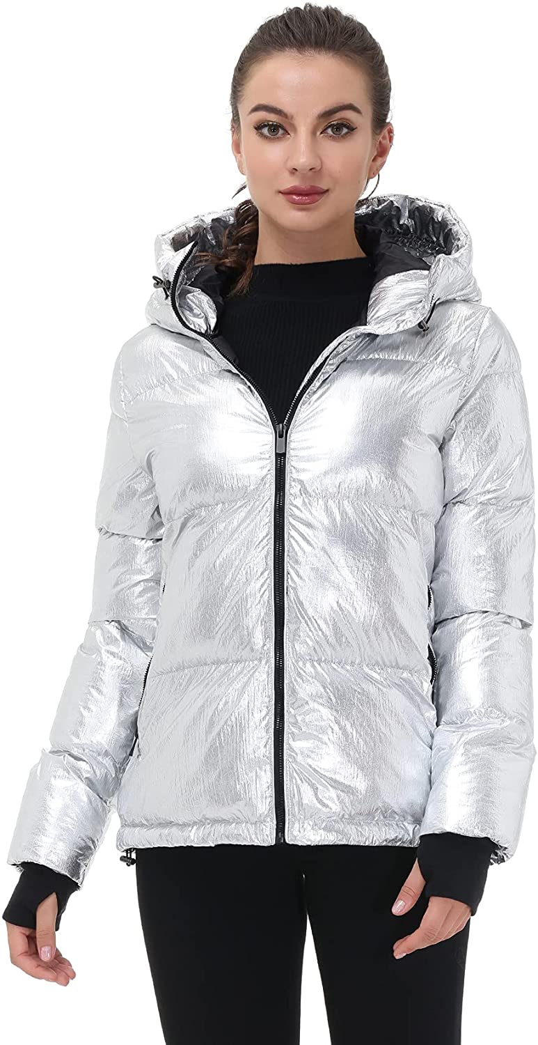 Royal Matrix Women's Hooded Puffer Jacket Short Winter Puffer Coat Full Zip Warm Thickened Coat