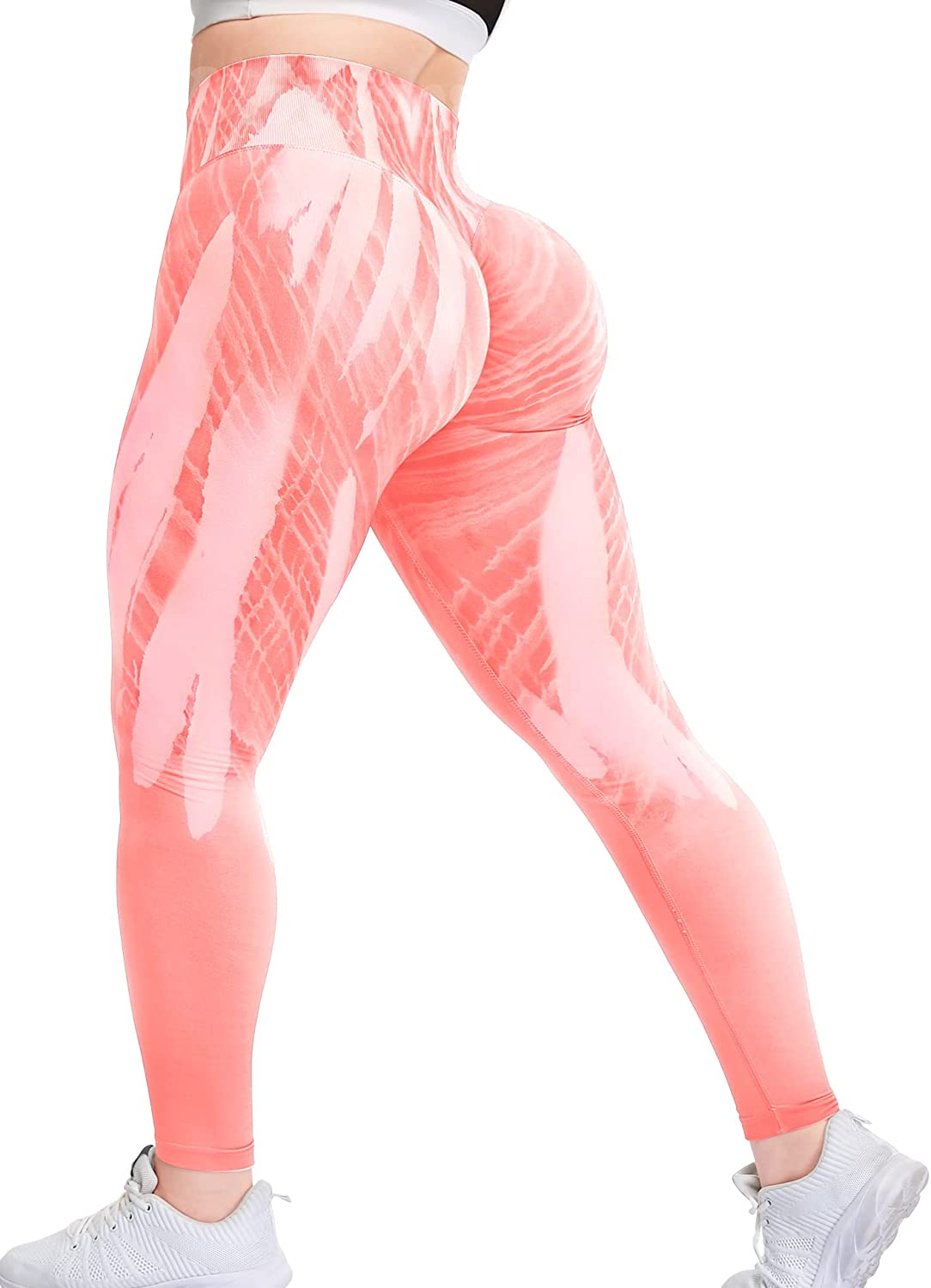 VOYJOY Tie Dye Seamless Leggings for Women High Waist Yoga Pants, Scrunch  Butt Lifting Elastic Tights, #1 Light Blue, XS : : Fashion