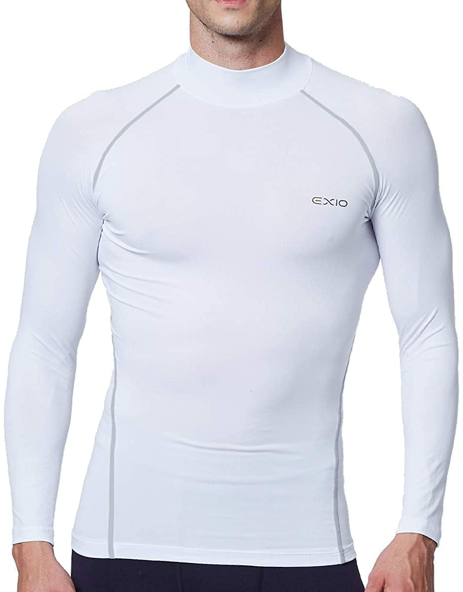EXIO Mens Mock Compression Baselayer Top Cool Dry Long-Sleeve Shirt EX-T02 