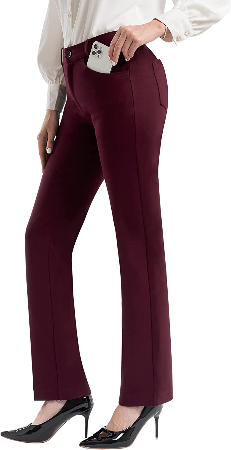 PUWEER Stretchy Women's Dress Pants, Pull on Yoga Dress Pants for