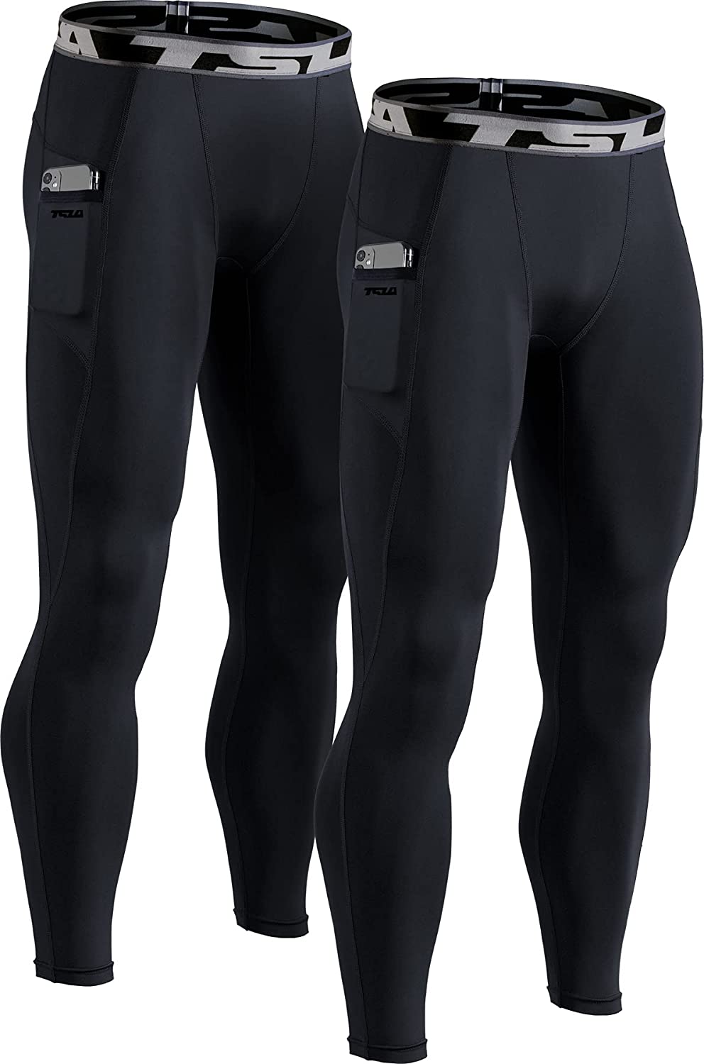  TSLA Mens Compression Pants, Cool Dry Athletic