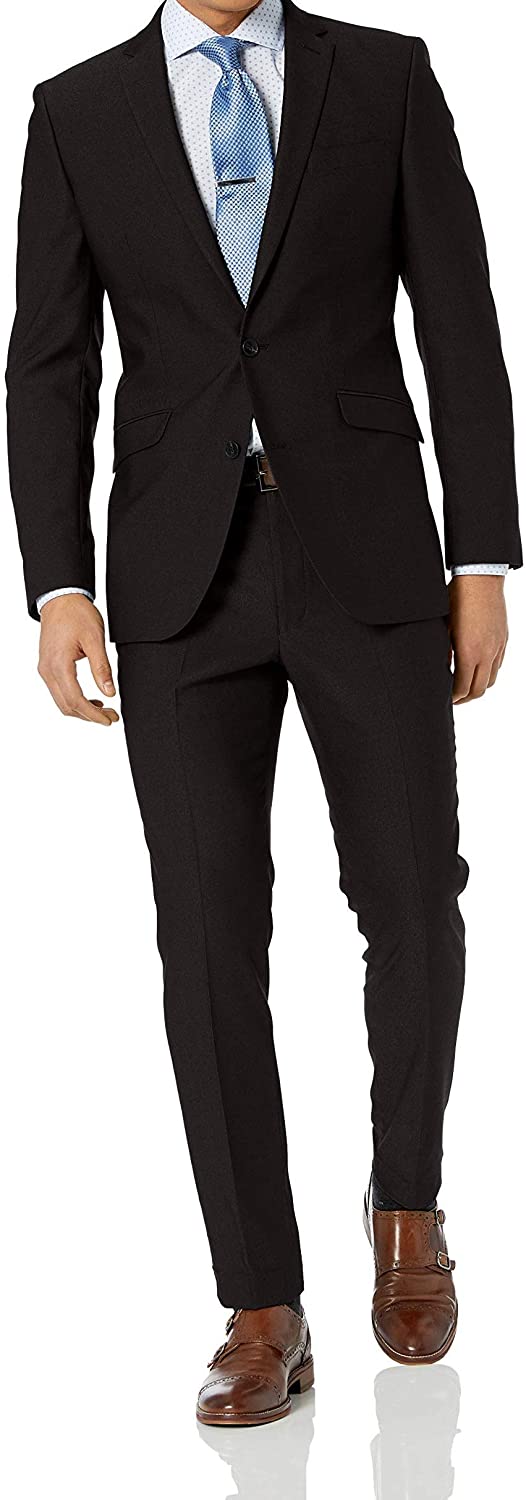 Kenneth Cole New York Mens 2 Button Slim Fit Suit with Hemmed Pant