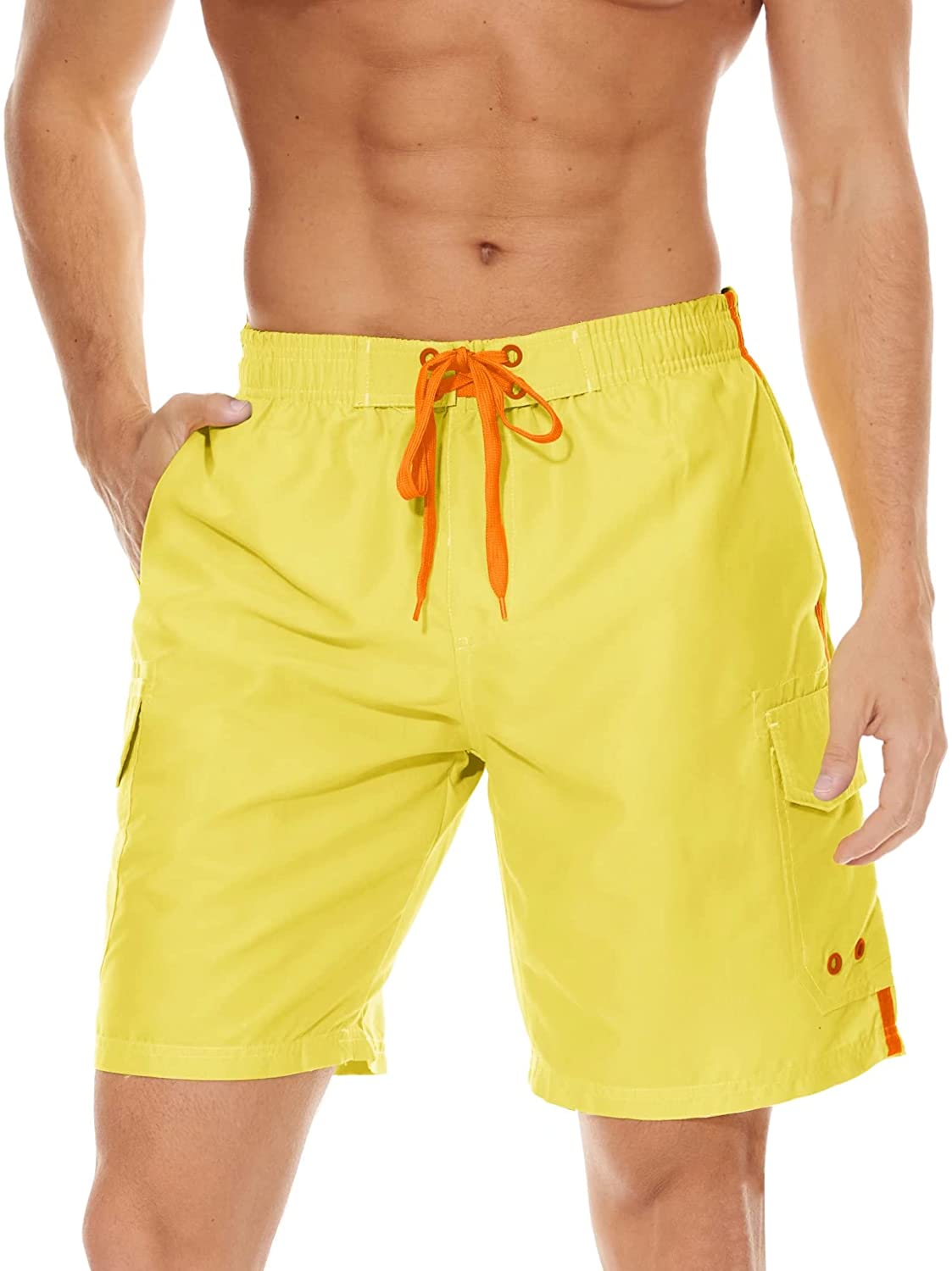 MAGCOMSEN Men's Swim Trunks with Mesh Linner 4 Pockets Quick Dry Beach Shorts Board Shorts Summer Swim Shorts 