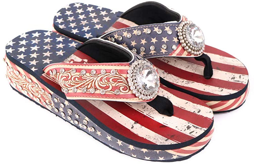 western bling flip flops