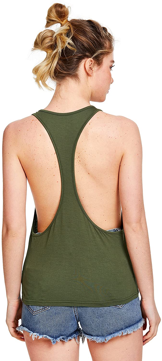 Women's Loose Fitting Sleeveless Tank Top - Army Green