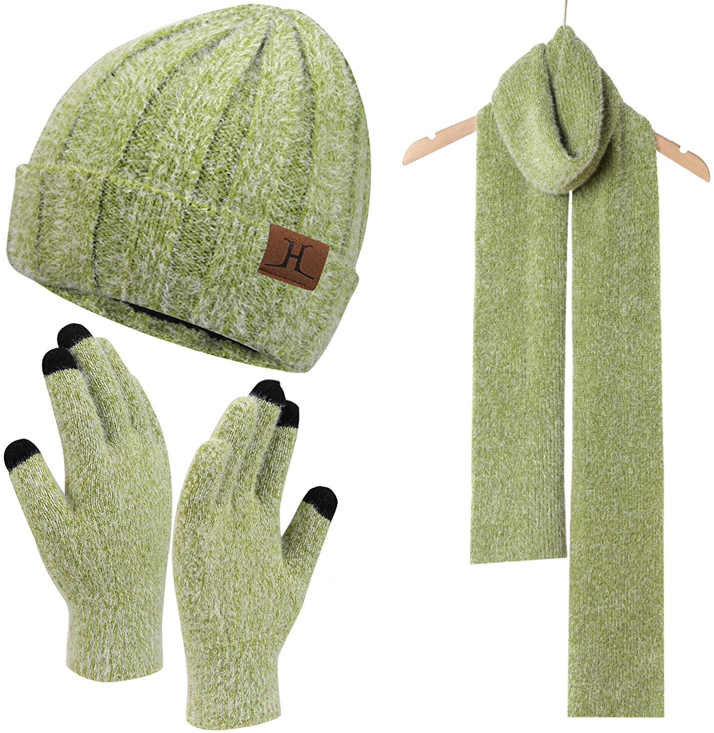 Huntermoon Women's Slouchy Beanie Hat Scarf Gloves Set