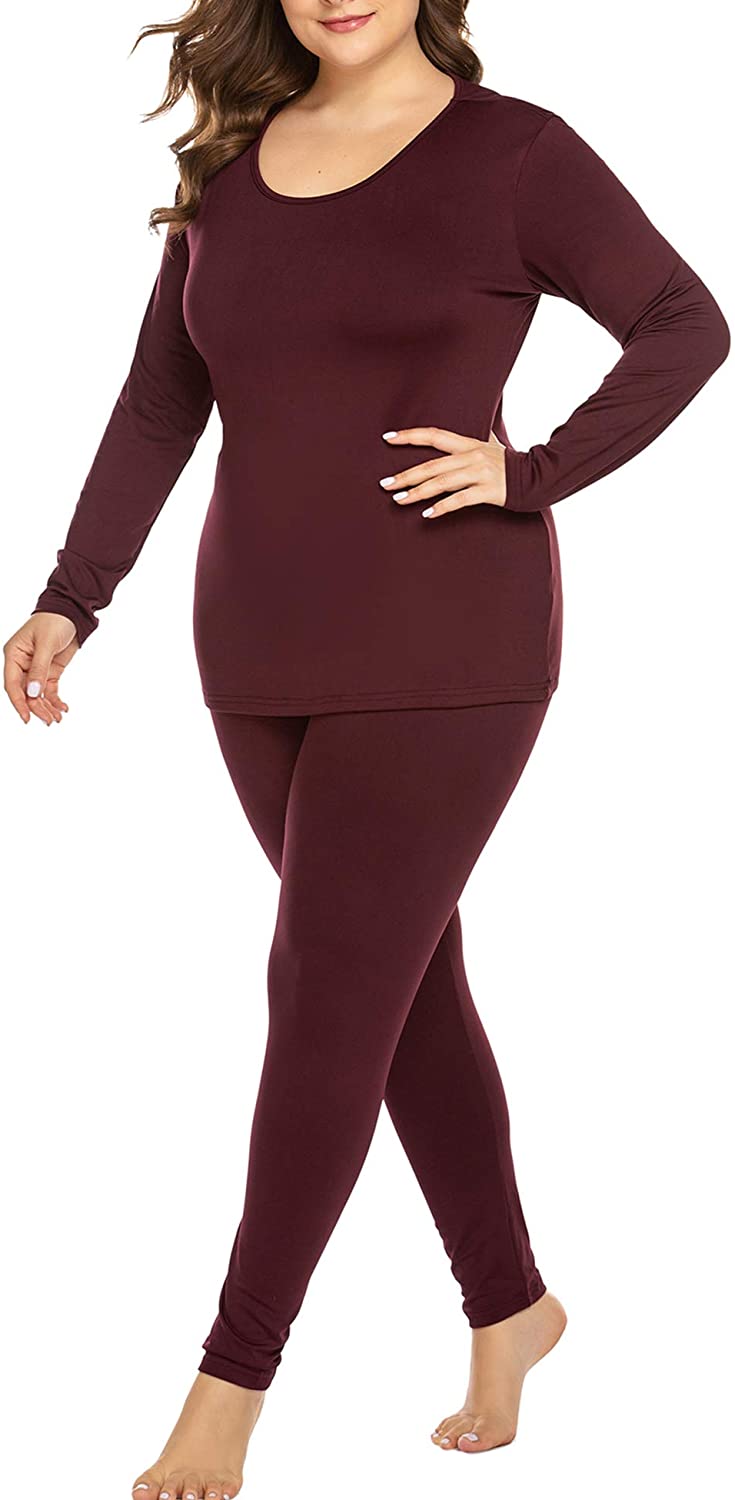IN'VOLAND Women's Plus Size Thermal Long Johns Sets Fleece Lined 2
