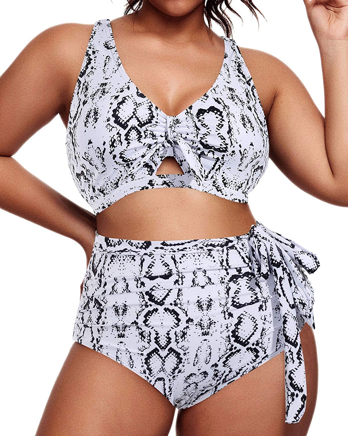Daci Women 2 Piece Plus Size Bikini Swimsuit High Waisted Bottom Ruched Tie  Knot Bathing Suit : : Clothing, Shoes & Accessories